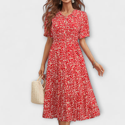 Isabella - Vestido con escote redondo y estampado floral