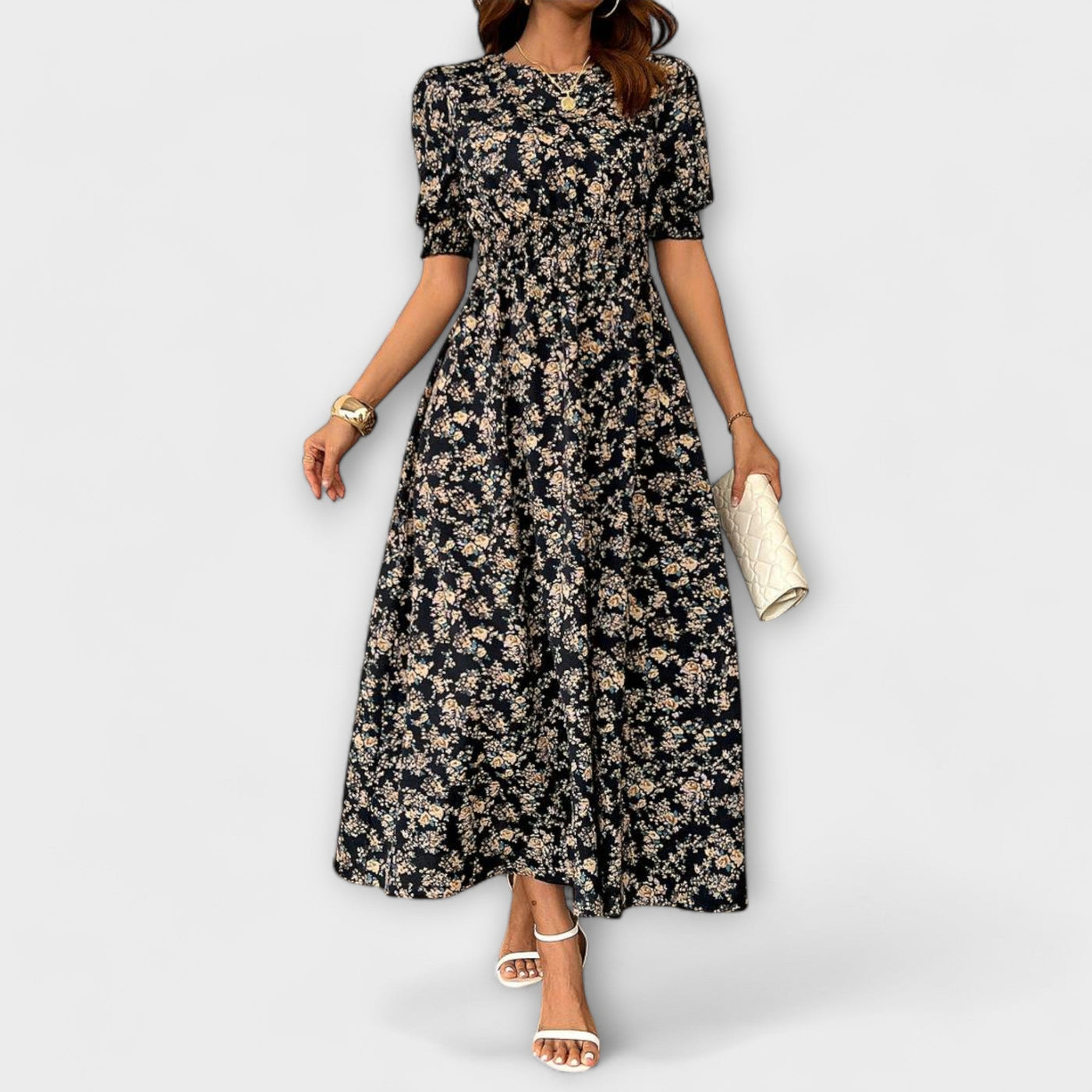 Isabella - Vestido con escote redondo y estampado floral