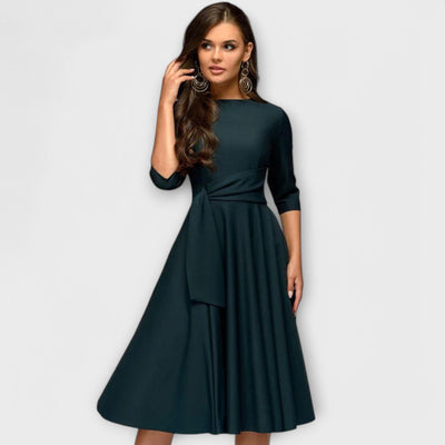 Ana - Elegante vestido midi con lazo en la cintura
