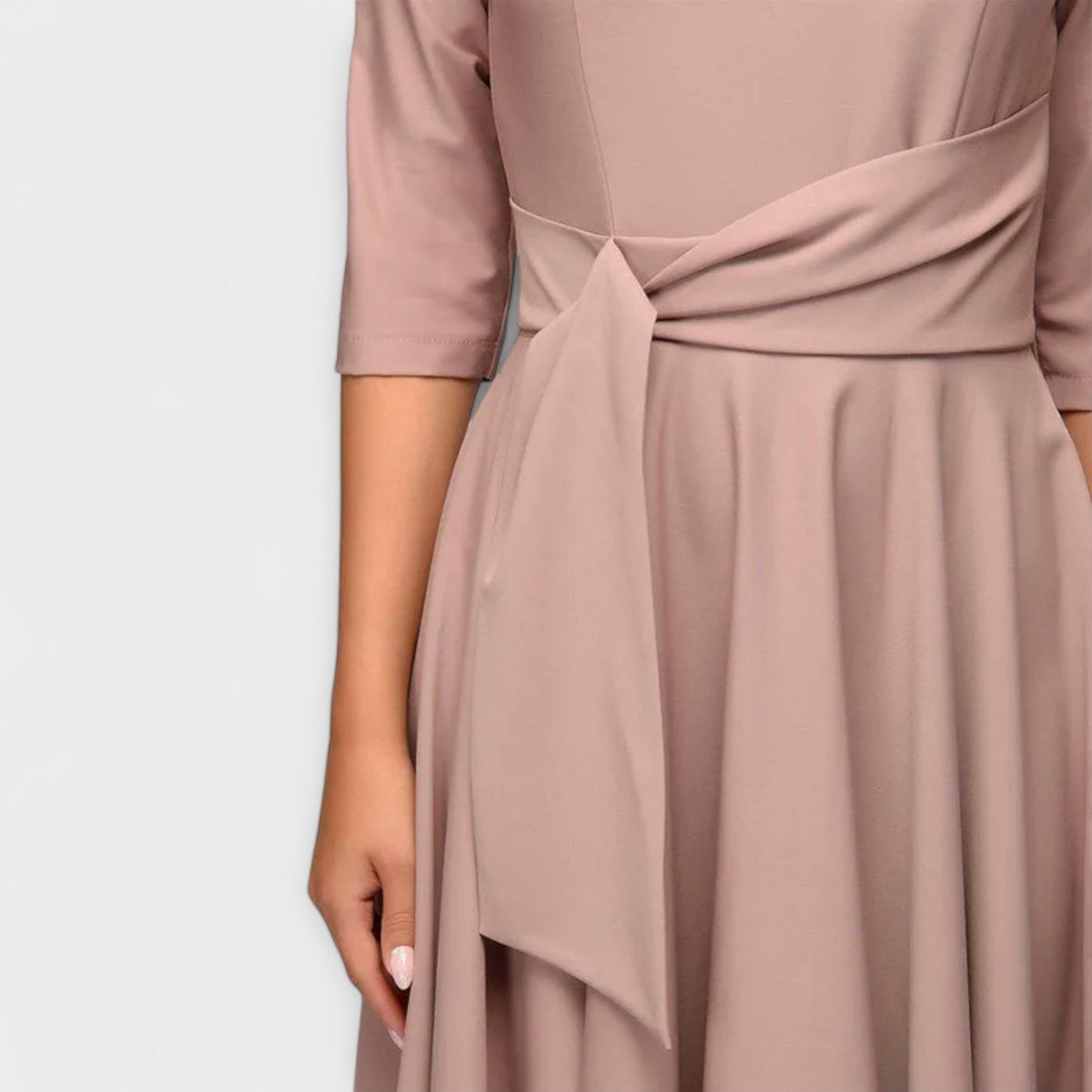 Ana - Elegante vestido midi con lazo en la cintura