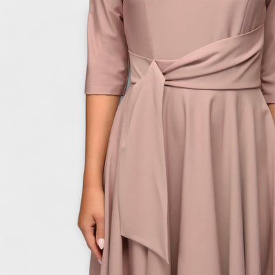 Ana - Elegante vestido midi con lazo en la cintura
