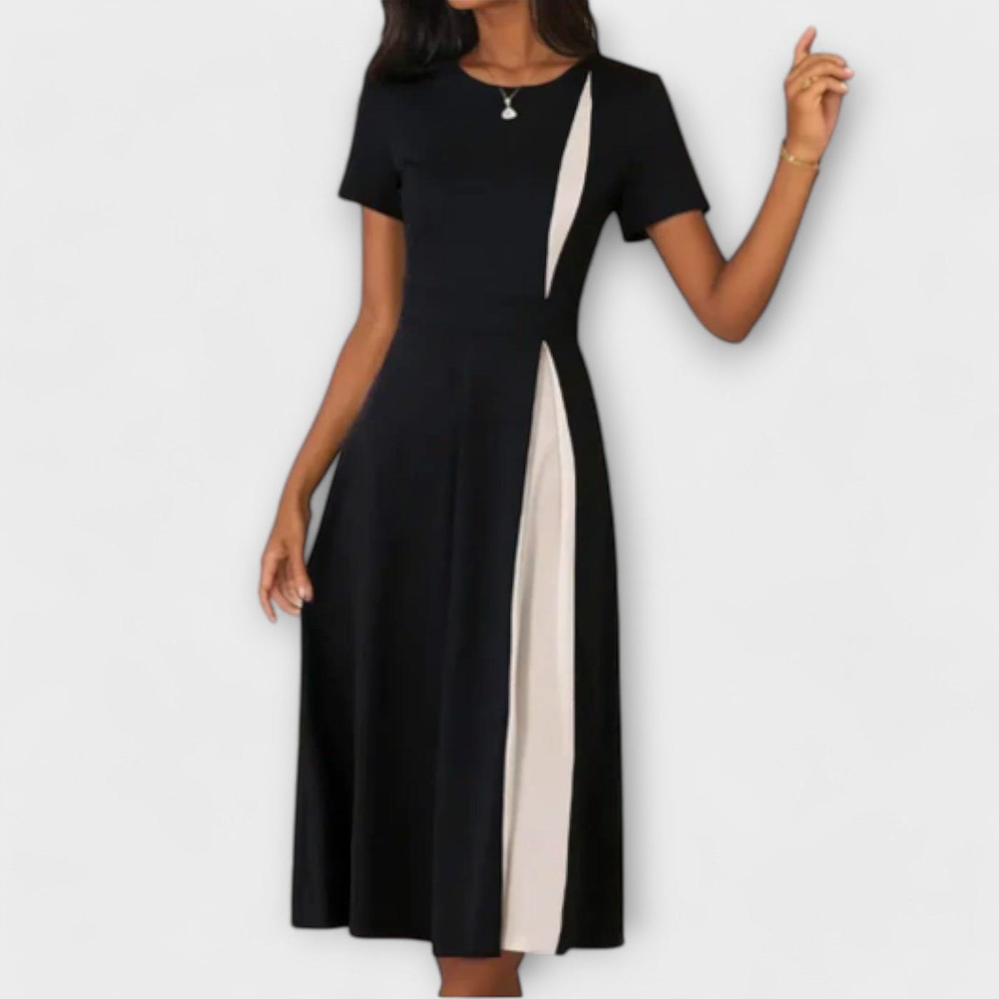 Diana - Vestido midi blanco y negro