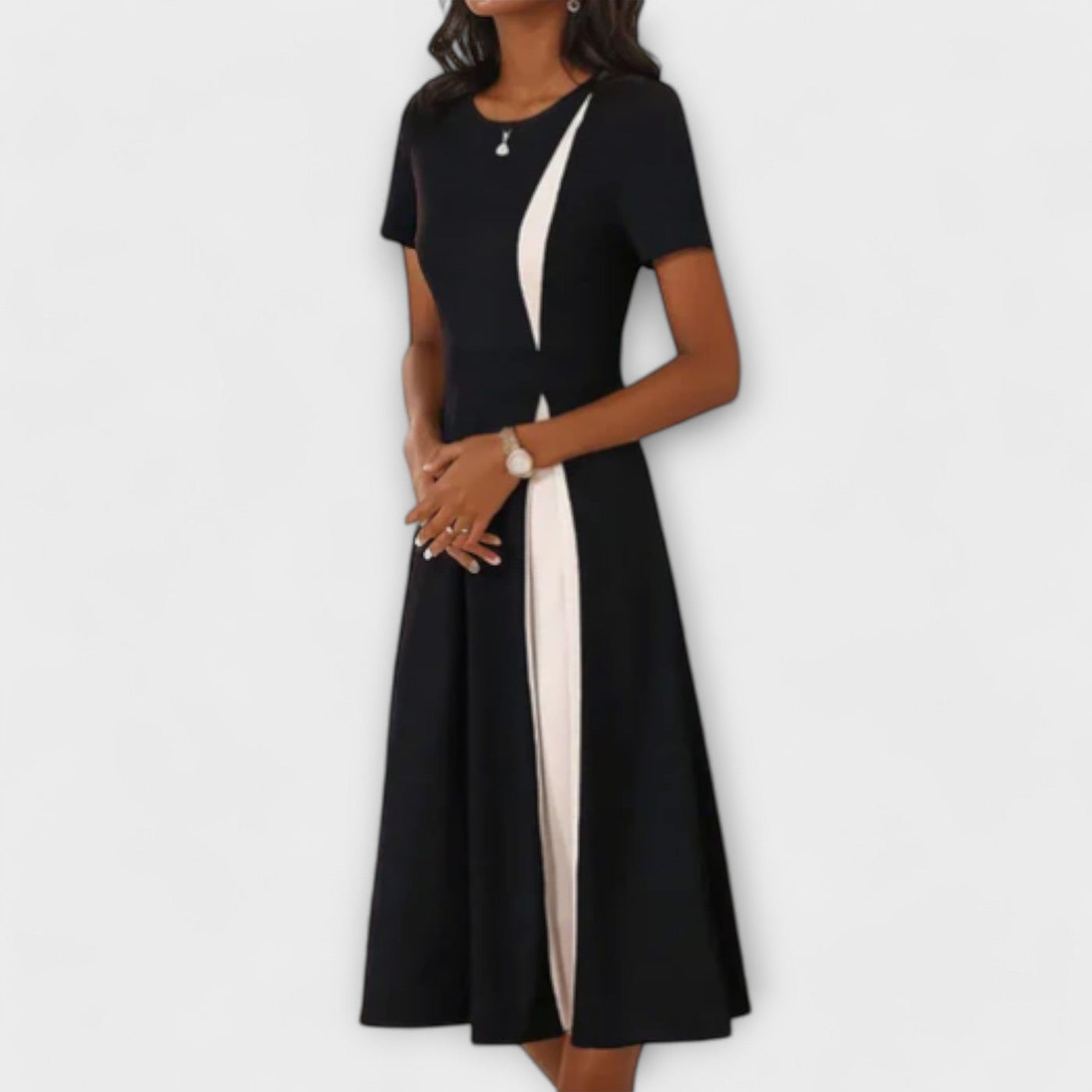 Diana - Vestido midi blanco y negro