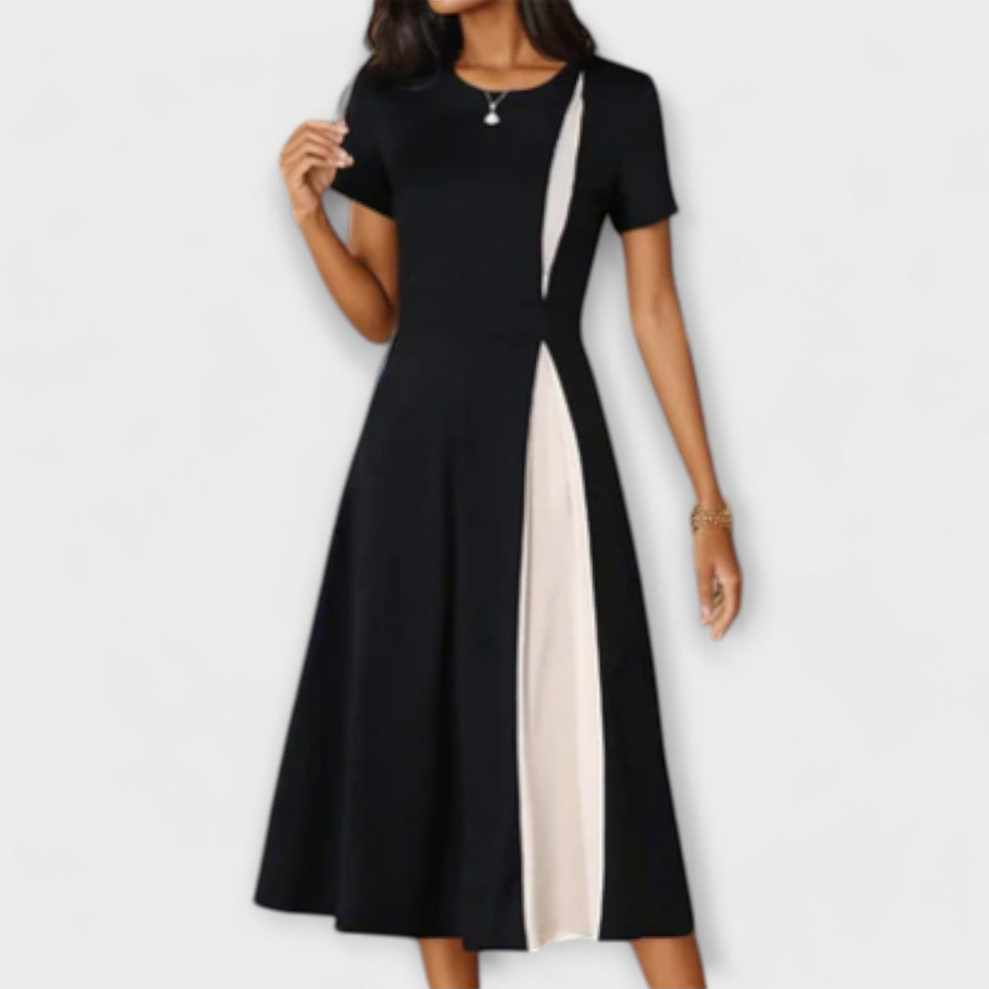 Diana - Vestido midi blanco y negro