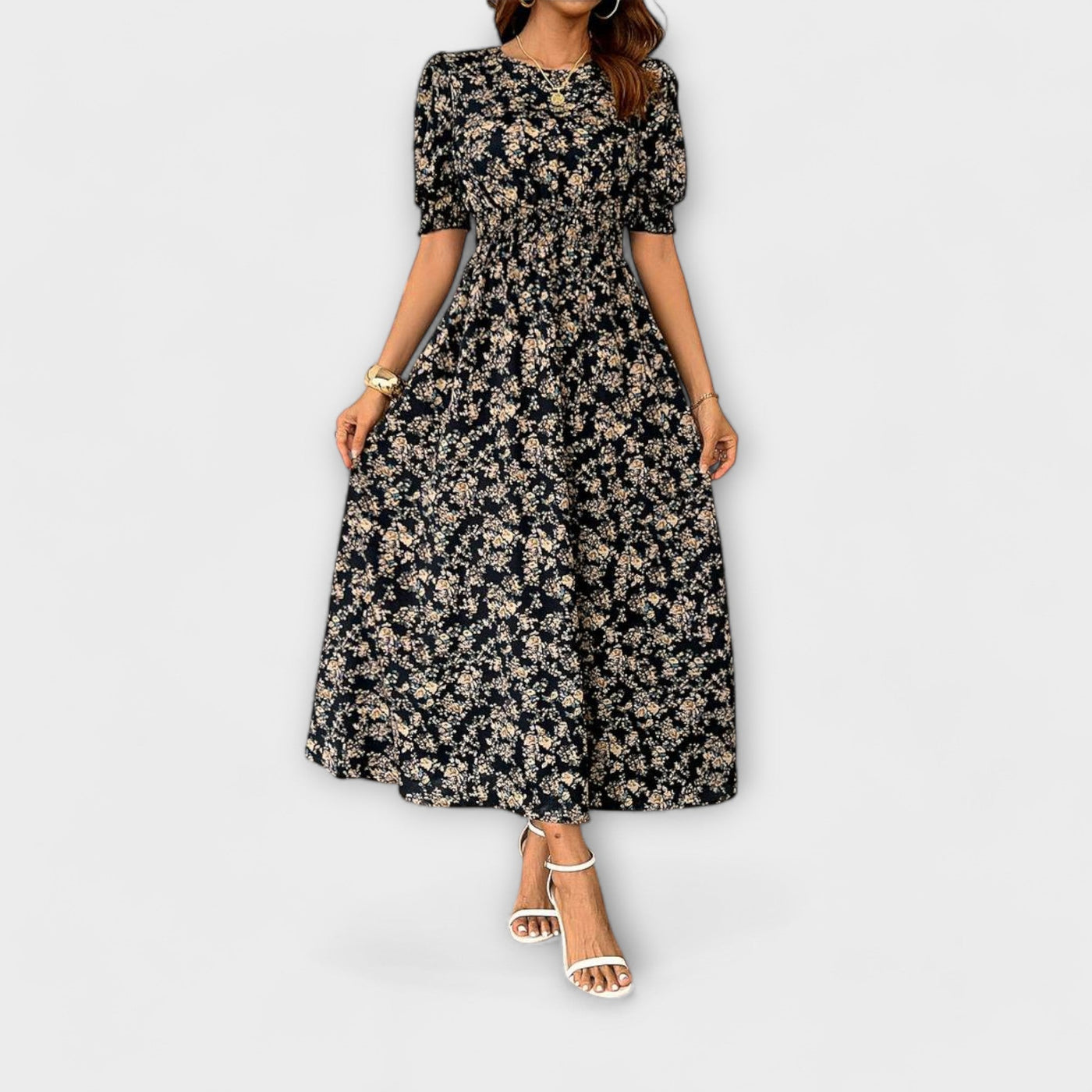 Isabella - Vestido con escote redondo y estampado floral